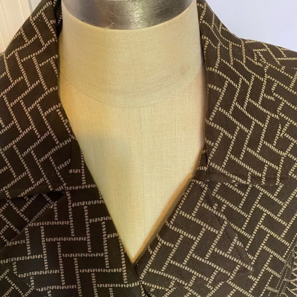 Ann Taylor Loft Jacket‎ Women's 10 Classic 3 Button Brown & Tan Office Blazer
